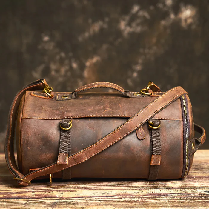 Leather Vintage Coffee Duffle Bag