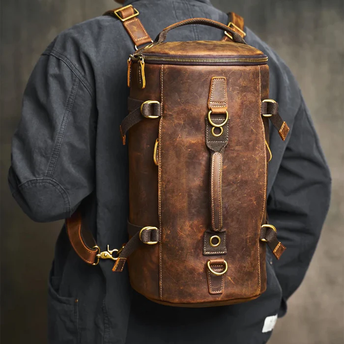 Leather Vintage Coffee Duffle Bag