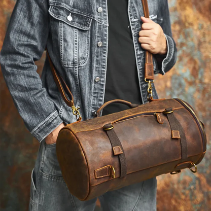 Leather Vintage Coffee Duffle Bag